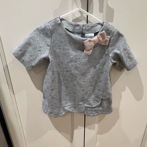 Maggie & Zoe Gray Tee with Pink Bow 18m